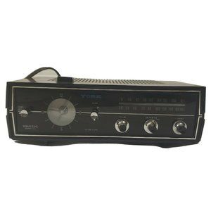 Vintage 1960s Alarm Clock Radio York Westclox‎ Wood Backlit Works Mid Century